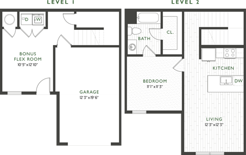 Floor plan for 1 bed, 1 bath, 946 sqft